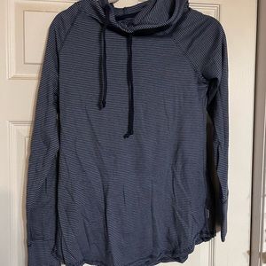 Blue and black striped top